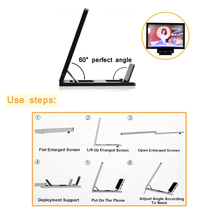 Adjustable 3D Enlarged Mobile Phone Screen Magnifier