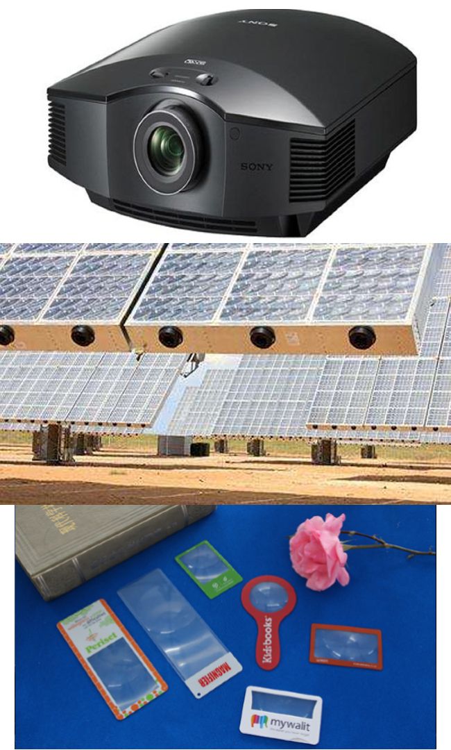 Fresnel lens applied in the field of projectors solar power generation and magnifying glasses 