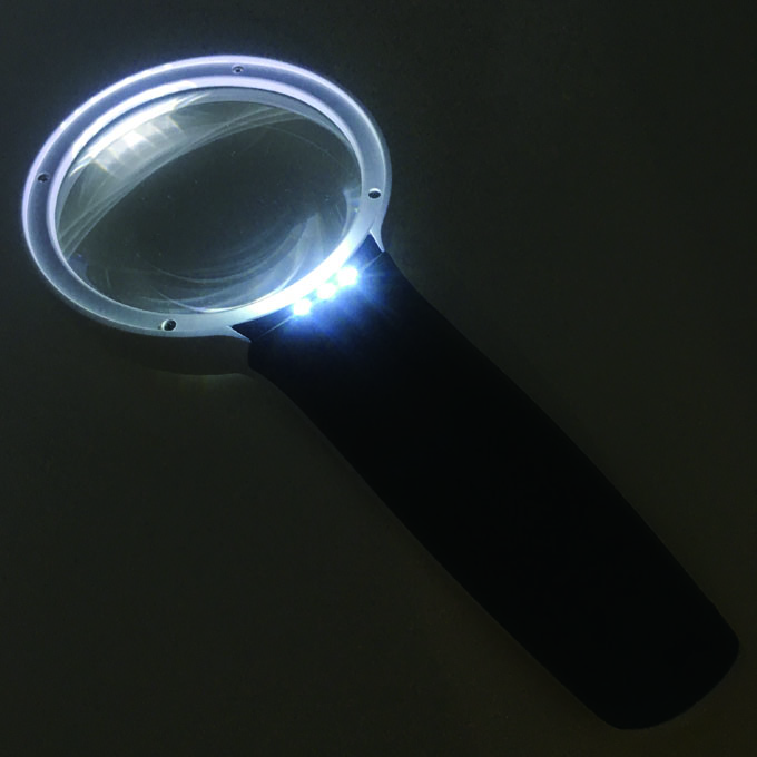 Handheld round magnifier with 3 Ultra bright LED lights